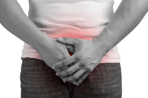Pain in the perineum in prostatitis